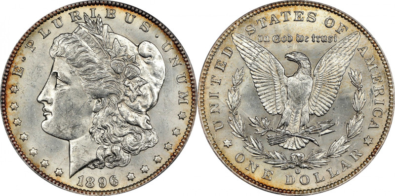 1896-O Morgan Silver Dollar. MS-62 (PCGS). OGH.
Billowy mint frost blankets bot...