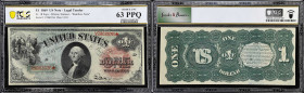 Fr. 18. 1869 $1 Legal Tender Note. PCGS Banknote Choice Uncirculated 63 PPQ.
One of the most distinctive series of federal notes, the 1869 Legal Tend...