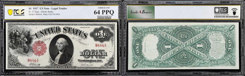 Fr. 37. 1917 $1 Legal Tender Note. PCGS Banknote Choice Uncirculated 64 PPQ. Sol...