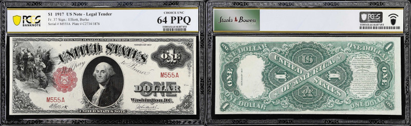 Fr. 37. 1917 $1 Legal Tender Note. PCGS Banknote Choice Uncirculated 64 PPQ. Sol...
