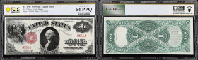 Fr. 37. 1917 $1 Legal Tender Note. PCGS Banknote Choice Uncirculated 64 PPQ. Solid Serial Number.
A third and final 1917 Legal Tender Ace, this one w...