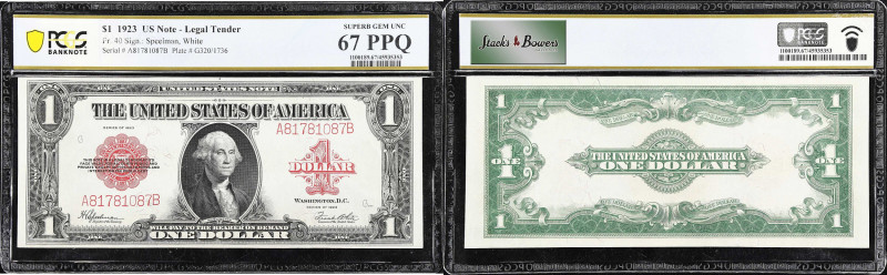 Fr. 40. 1923 $1 Legal Tender Note. PCGS Banknote Superb Gem Uncirculated 67 PPQ....