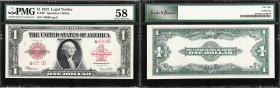 Fr. 40*. 1923 $1 Legal Tender Star Note. PMG Choice About Uncirculated 58.
A bright, well centered example of this scarcer 1923 $1 Legal Tender repla...