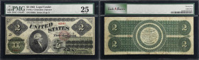 Fr. 41a. 1862 $2 Legal Tender Note. PMG Very Fine 25.
A Very Fine offering of this Civil War era Legal Tender Deuce, which displays a portrait of Ale...