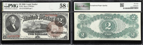 Fr. 51. 1880 $2 Legal Tender Note. PMG Choice About Uncirculated 58 EPQ.
Bruce - Gilfillan signature combination. Large brown spiked seal.

Estimat...