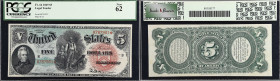 Fr. 64. 1869 $5 Legal Tender Note. PCGS Currency New 62.
Notes of the 1869 series are always well regarded among collectors and dealers. While this R...