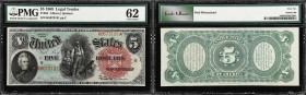 Fr. 64. 1869 $5 Legal Tender Note. PMG Uncirculated 62.
This Series of 1869 Rainbow Wood Chopper is a treat, and is sure to excite any large size col...
