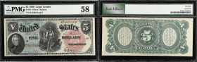 Fr. 64. 1869 $5 Legal Tender Note. PMG Choice About Uncirculated 58.
Savvy collectors will appreciate this Rainbow Woodchopper as it offers all of th...