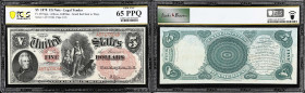 Fr. 69. 1878 $5 Legal Tender Note. PCGS Banknote Gem Uncirculated 65 PPQ.
A striking piece that shows with wonderful technical quality that fully sup...
