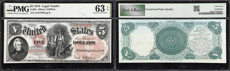 Fr. 69. 1878 $5 Legal Tender Note. PMG Choice Uncirculated 63 EPQ.
Allison - Gi...