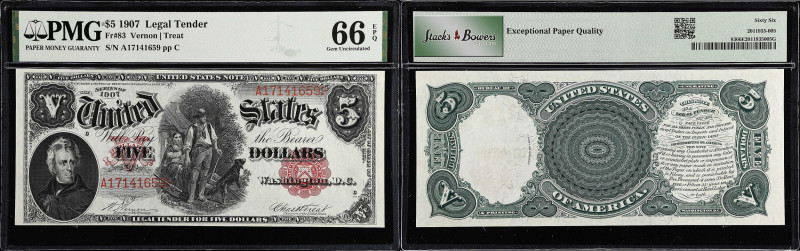 Fr. 83. 1907 $5 Legal Tender Note. PMG Gem Uncirculated 66 EPQ.
A new addition ...