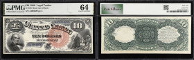 Fr. 106. 1880 $10 Legal Tender Note. PMG Choice Uncirculated 64.
A choice uncirculated 1880 Legal Tender $10 featuring the popular "Jackass" vignette...