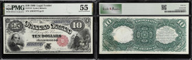 Fr. 113. 1880 $10 Legal Tender Note. PMG About Uncirculated 55.
Only the lightest evidence of handling is apparent on this nearly new "Jackass" $10. ...