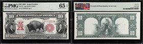 Fr. 122. 1901 $10 Legal Tender Note. PMG Gem Uncirculated 65 EPQ.
Being one of the most popular designs in the currency market, this note is sure to ...