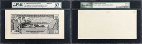 Fr. 224. 1896 $1 Silver Certificate. PMG Superb Gem Uncirculated 67 EPQ. Proof.
Final approved front design in black and white. India paper on cardst...
