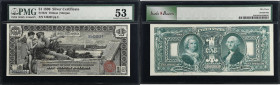 Fr. 224. 1896 $1 Silver Certificate. PMG About Uncirculated 53.
One of the nice benefits of acquiring About Uncirculated notes is that one receives v...