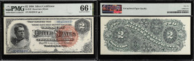 Fr. 242. 1886 $2 Silver Certificate. PMG Gem Uncirculated 66 EPQ.
All Series of 1886 Silver Certificates are popular for their beautiful ornate desig...