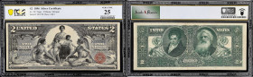 Fr. 247. 1896 $2 Silver Certificate. PCGS Banknote Very Fine 25.
The always popular Educational Deuce, in a pleasing middle VF grade showing light to...