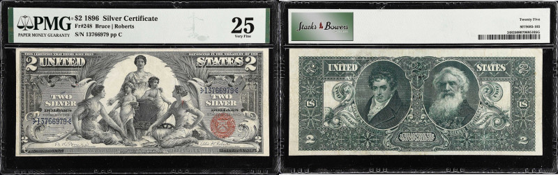 Fr. 248. 1896 $2 Silver Certificate. PMG Very Fine 25.
Only light circulation i...