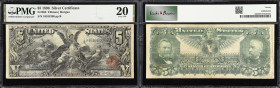 Fr. 268. 1896 $5 Silver Certificate. PMG Very Fine 20.
A type which is sought after in any grade level, and is useful in completing any type set it e...