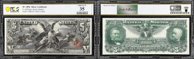 Fr. 269. 1896 $5 Silver Certificate. PCGS Banknote Choice Very Fine 35 Details. Repaired Pinholes.
A denomination which is needed to complete any typ...