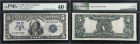Fr. 271. 1899 $5 Silver Certificate. PMG Extremely Fine 40 EPQ.
The oft-repeated grading mantra of "three folds make an XF" certainly applies here, a...