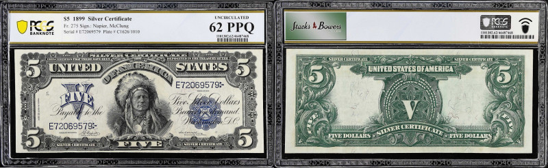 Fr. 275. 1899 $5 Silver Certificate. PCGS Banknote Uncirculated 62 PPQ.
With mu...