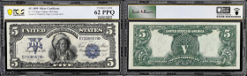 Fr. 275. 1899 $5 Silver Certificate. PCGS Banknote Uncirculated 62 PPQ.
With much paper wave still in evidence, this Napier-McClung Chief screams ori...