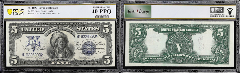 Fr. 277. 1899 $5 Silver Certificate. PCGS Banknote Extremely Fine 40 PPQ.
Only ...