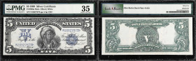 Fr. 280m. 1899 $5 Silver Certificate Mule Note. PMG Choice Very Fine 35.
A lovely mid-grade Mule Chief with only the lightest of folds barely visible...