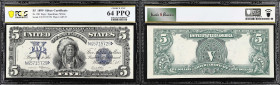 Fr. 281. 1899 $5 Silver Certificate. PCGS Banknote Choice Uncirculated 64 PPQ.
A remarkably fresh and original example of this immensely popular $5 C...