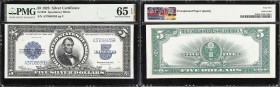 Fr. 282. 1923 $5 Silver Certificate. PMG Gem Uncirculated 65 EPQ.
An outstanding porthole note which will surely fit perfectly into a Gem large size ...