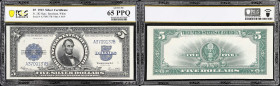 Fr. 282. 1923 $5 Silver Certificate. PCGS Banknote Gem Uncirculated 65 PPQ.
An exemplary note showing all the appeal and quality it possessed the day...
