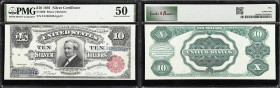 Fr. 300. 1891 $10 Silver Certificate. PMG About Uncirculated 50.
Exceptionally bright paper pops on this About Uncirculated Tombstone.

Estimate: $...