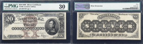 Fr. 309. 1880 $20 Silver Certificate. PMG Very Fine 30.
Mid-grade offerings of this scarce Decatur $20 design type are far to few to satisfy collecto...