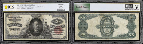 Fr. 318. 1891 $20 Silver Certificate. PCGS Banknote Very Fine 25.
A nicely-centered impression and found with only even circulation. The overprints r...