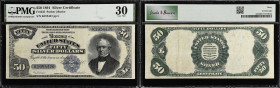 Fr. 335. 1891 $50 Silver Certificate. PMG Very Fine 30.
Problem-free notes at this mid-grade level are highly difficult for this $50 Silver Certifica...