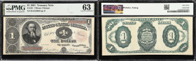 Fr. 351. 1891 $1 Treasury Note. PMG Choice Uncirculated 63. Serial Number 92. With Letter from D.N. Morgan.
Fr. 351 started off the series with seria...