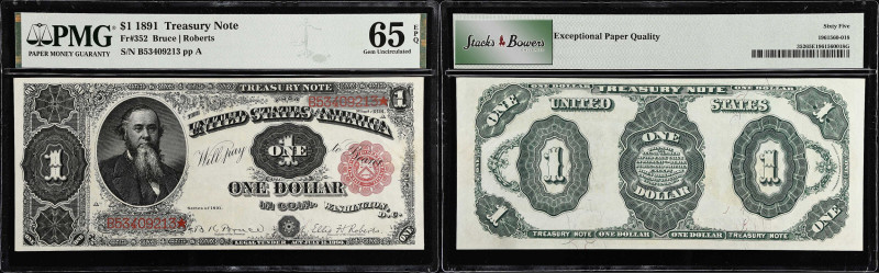 Fr. 352. 1891 $1 Treasury Note. PMG Gem Uncirculated 65 EPQ.
Last appearing for...