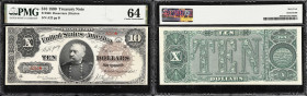 Fr. 366. 1890 $10 Treasury Note. PMG Choice Uncirculated 64. Low Serial Number.
A monster offering for any large size collector. This is one of the f...