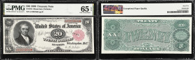 Fr. 374. 1890 $20 Treasury Note. PMG Gem Uncirculated 65 EPQ.
Here is a wonderful high-end Gem $20 Ornate Back $20 Treasury Note. This variety featur...