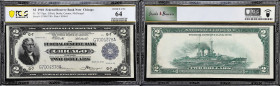 Fr. 767. 1918 $2 Federal Reserve Bank Note. Chicago. PCGS Banknote Choice Uncirculated 64.
Another near-gem quality Battleship note, this one from Ch...