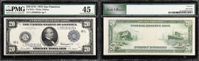 Fr. 1011c. 1914 $20 Federal Reserve Note. San Francisco. PMG Choice Extremely Fine 45.
One of the more elusive Type "C" notes with seals closer to th...