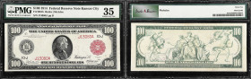 Fr. 1081b. 1914 Red Seal $100 Federal Reserve Note. Kansas City. PMG Choice Very Fine 35.
This Red Seal $100 type has always been a popular yet diffi...