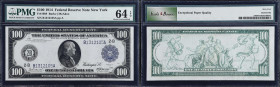Fr. 1088. 1914 $100 Federal Reserve Note. New York. PMG Choice Uncirculated 64 EPQ.
A beautiful example of this high denomination FRN from the New Yo...