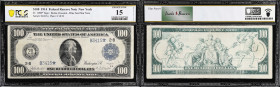 Fr. 1090*. 1914 $100 Federal Reserve Star Note. New York. PCGS Banknote Choice Fine 15 Details. Edge Repairs.
A very tough Friedberg No. (and entire ...