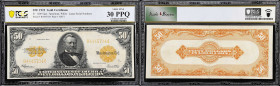 Fr. 1200. 1922 $50 Gold Certificate. PCGS Banknote Very Fine 30 PPQ.
The PPQ designation on a VF 30 speaks volumes for the originality and superior e...