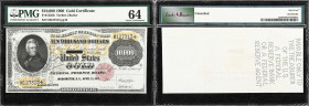 Fr. 1225h. 1900 $10,000 Gold Certificate. PMG Choice Uncirculated 64.
The paper is bright which helps accentuate the dark blue serial numbers and che...