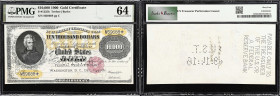 Fr. 1225h. 1900 $10,000 Gold Certificate. PMG Choice Uncirculated 64.
Incredibly bright paper and black design details stand out on this ultra-high d...