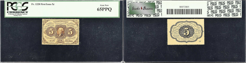 Fr. 1228. 5 Cents. First Issue. PCGS Currency Gem New 65 PPQ.
Perforated Edges....